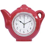 Ficha técnica e caractérísticas do produto Relógio Parede Bule Vermelho 24x27cm - Tascoinport