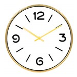 Ficha técnica e caractérísticas do produto Relógio Parede Decorativo Branco e Dourado 35cm