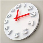 Relógio Parede Decorativo Branco Vermelho Alto Relevo 30cm