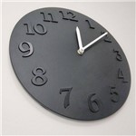 Ficha técnica e caractérísticas do produto Relógio Parede Decorativo Preto Relevo 30cm