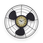 Ficha técnica e caractérísticas do produto Relógio Parede Decorativo Ventilador 41cm Metal Redondo Preto Romano 2 Ponteiros