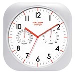 Ficha técnica e caractérísticas do produto Relógio Parede Design 27QB 27cm Prata Termohigrometro Haller