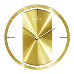 Ficha técnica e caractérísticas do produto Relógio Parede Dourado 30cm Novo Alumínio Diamantado Kienzle
