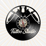 Ficha técnica e caractérísticas do produto Relógio Parede Estúdio Tatuagem Tatoo Vinil LP Decoração