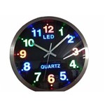 Ficha técnica e caractérísticas do produto Relógio Parede Led Analógico Aluminio Bivolt Pilha 25cm