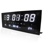 Ficha técnica e caractérísticas do produto Relogio Parede Led Digital Branco Alarme Termometro Calendario (rel-57) - Braslu