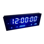 Ficha técnica e caractérísticas do produto Relógio Parede Led Digital Gigante 33cm Data Temperatura Azul