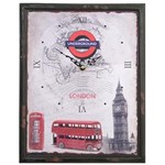 Ficha técnica e caractérísticas do produto Relógio Parede Mdf Retrô Underground London 37cm Vetro #699
