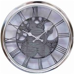 Relógio Parede Mecânica Prata 30x30cm - Tascoinport