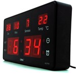 Ficha técnica e caractérísticas do produto Relógio Parede Mesa Led Digital Calendário Termômetro Alarme
