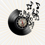 Ficha técnica e caractérísticas do produto Relógio Parede Notas Musicais Voando Vinil LP Decoração Arte