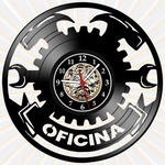 Ficha técnica e caractérísticas do produto Relógio Parede Oficina Carros Motos Mecanica Vinil LP Arte