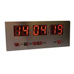 Relógio Parede ou Mesa Digital Led Termômetro Calendário 4 Alarmes Inox RD170702