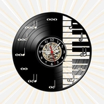 Ficha técnica e caractérísticas do produto Relógio Parede Piano Notas Musica Vinil LP Decoração Retrô