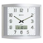 Ficha técnica e caractérísticas do produto Relógio Parede Prata Quadrado Grande Termômetro Herweg 6421