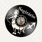 Ficha técnica e caractérísticas do produto Relógio Parede Sagitário Signos Zodíaco Vinil LP Decoração