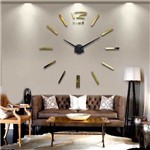 Ficha técnica e caractérísticas do produto Relógio Parede Sala Grande Espelho Adesivo Decoração Dourado - Muhsein