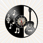 Ficha técnica e caractérísticas do produto Relógio Parede Violão Notas Musicais Partitura Vinil LP