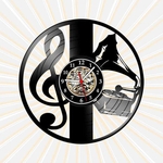 Ficha técnica e caractérísticas do produto Relógio Parede Vitrola Clave de Sol Musica Vinil LP Retrô