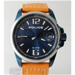 Ficha técnica e caractérísticas do produto Relógio Police PL.12591JSBUS/03 Pulseira Couro Laranja Caixa Azul Metálico