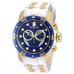 Ficha técnica e caractérísticas do produto Relogio Invicta 20288 Banhado a Ouro 18k Branco e Azul - Diver