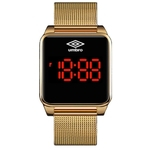 Relógio Pulso Digital Umbro Touch Screen Pulseira Metal Dourado