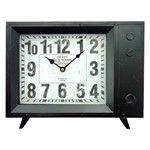 Ficha técnica e caractérísticas do produto Relógio Quadrado de Mesa Tv Antiga em Metal - 33x25 Cm