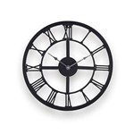 Ficha técnica e caractérísticas do produto Relógio Redondo 34,5 Metal Preto Número Romanos 2 Ponteiros