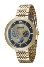 Ficha técnica e caractérísticas do produto Relógio Seculus Feminino Dourado Fundo Azul 20541lpsvds1