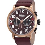 Ficha técnica e caractérísticas do produto Relógio Seculus Masculino Vinho Chronograph 13029GPSVRC1 Analógico 10 Atm Cristal Mineral