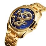 Ficha técnica e caractérísticas do produto Relógio Skmei Dragon Luxo (Azul com Dourado)
