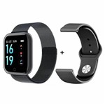 Ficha técnica e caractérísticas do produto Relógio Smart Watch T80 C/ Duas Pulseiras Batimento Cardíaco Preto - P80