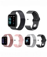 Ficha técnica e caractérísticas do produto Relógio Smart Watch T80 Esportes Monitor Sono Batimentos Passo Bluetooth Android e IOS - Gold Imports