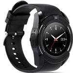 Ficha técnica e caractérísticas do produto Relógio Smart Watch V8 Bluetooth Câmera, Notificações Chip Cartão Sd Preto - Alipage