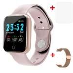 Ficha técnica e caractérísticas do produto Relógio Smartwatch A30503F Lemdioe 2 Pulseiras 1 Silicone Rosa + 1 Aço...