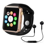 Relógio Smartwatch A1 Inteligente Gear Chip Celular Touch + Fone de Ouvido Bluetooth S6 (DOURADO/MARRON)