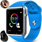 Ficha técnica e caractérísticas do produto Relógio Smartwatch A1 Inteligente Gear Chip Celular Touch + Mini Fone de Ouvido Bluetooth - Azul