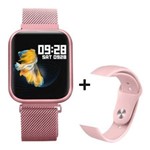 Ficha técnica e caractérísticas do produto Relógio Smartwatch Bluetooth Inteligente P80 Band Fitness Academia Android Iphone Rosa