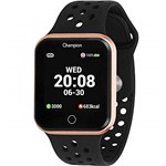 Ficha técnica e caractérísticas do produto Relógio Smartwatch Champion Bluetooth 4.0 Rosé Pulseira Preta CH50006Z