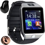 Ficha técnica e caractérísticas do produto Relógio Smartwatch Dz09 Inteligente Gear Chip Celular Touch + Mini Fone de Ouvido Bluetooth - Cinza