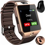 Ficha técnica e caractérísticas do produto Relógio Smartwatch DZ09 Inteligente Gear Chip Celular Touch + Mini Fone de Ouvido Bluetooth