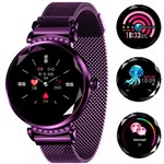 Ficha técnica e caractérísticas do produto Relógio Smartwatch Feminino Touch Screen Fashionable - Roxo