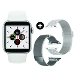 Relógio Smartwatch IWO 12 40mm com 3 Pulseiras Inclusas (Nylon + Silicone + Aço Milanese) Prata