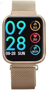 Relógio Smartwatch P80 Dourado Tela 100% Touch Dourado com 2 Pulseiras Inclusas - Smart Bracelet