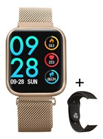 Ficha técnica e caractérísticas do produto Relógio Smartwatch P80 Masculino Feminino Recebe Msg Whats Dourado