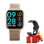 Ficha técnica e caractérísticas do produto Relógio Smartwatch P80 Mult-Esportes e Lazer Mensagens Whatsapp Face Cor Dourado e 2 Pulseiras - Oem - com Link Trading