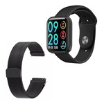 Relógio Smartwatch P80 PRETO Touch Screen Monitor Cardíaco Pressão Arterial Sono Passos Android Ios - Imp