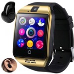 Ficha técnica e caractérísticas do produto Relógio Smartwatch Q18 Bluetooth Câmera Celular Inteligente Chip Sono Touch Anti Perda Mp3 Notificações Ligações + Fone S530