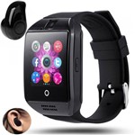 Relógio Smartwatch Q18 Bluetooth Câmera Celular Inteligente Chip Sono Touch Anti Perda Mp3 Notificações Ligações + Fone S6