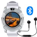 Ficha técnica e caractérísticas do produto Relógio Smartwatch V8 Inteligente Gear Chip Celular Touch + Fone de Ouvido Bluetooth S6